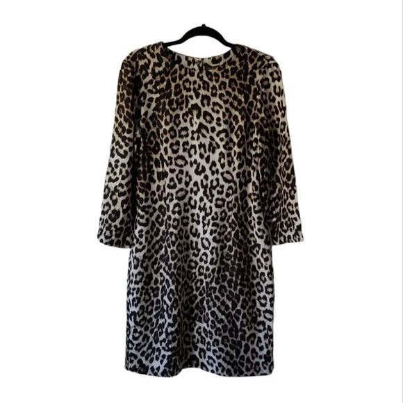 Rag & Bone Short Leopard 100% Silk Dress Keyhole 3/4 Sleeve Fitted Lined Size 8 - Picture 5 of 11